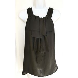 BLACK satin like top dressy sleeveless tank top sz M